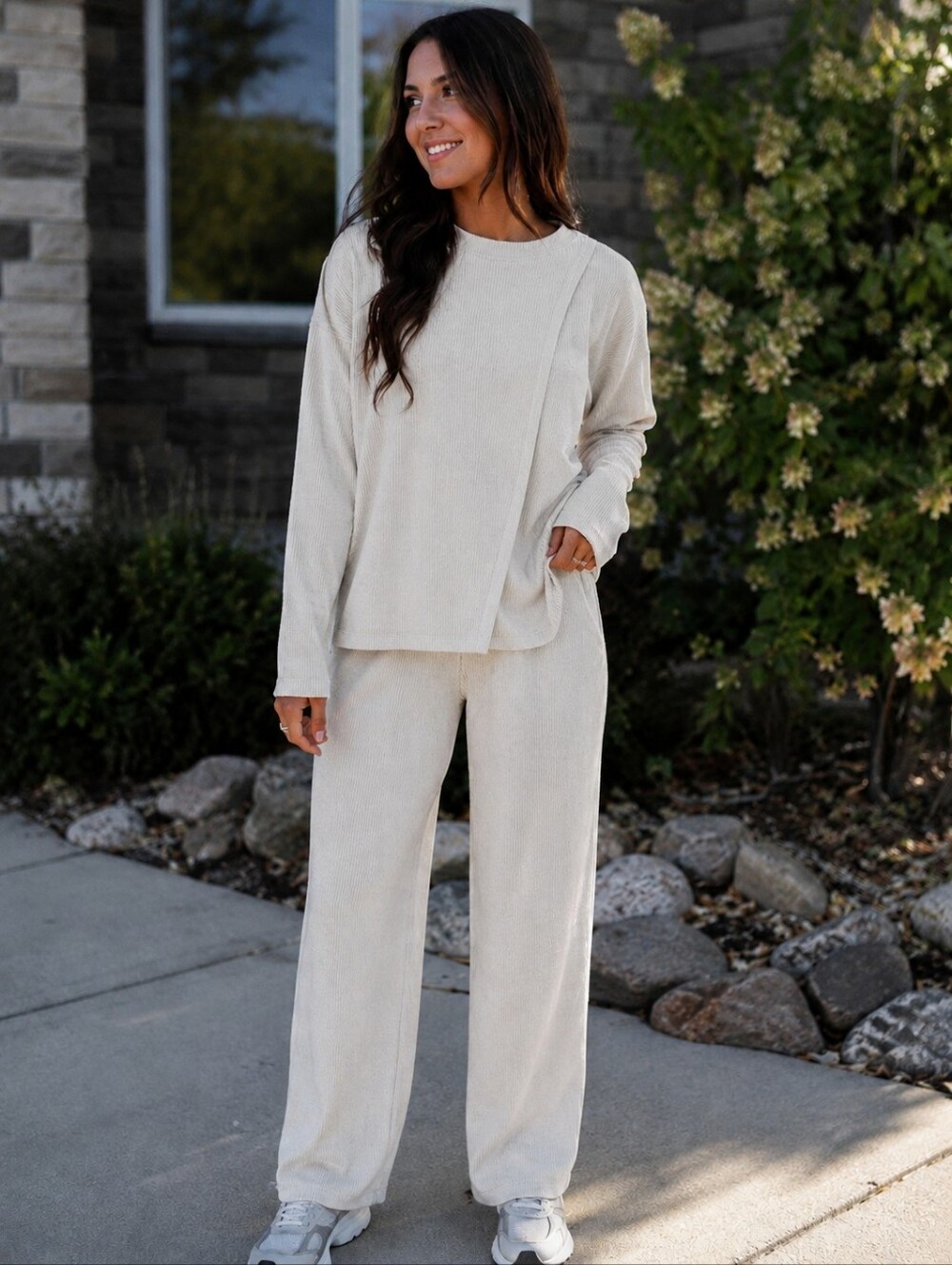 Boutique Cream Ribbed SET